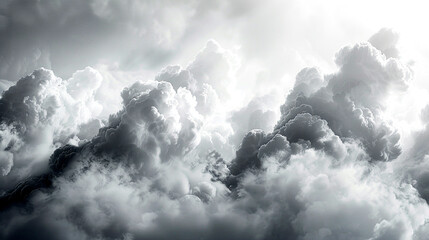 Obraz premium Dramatic dark clouds billowing above a serene landscape bathed in soft natural light