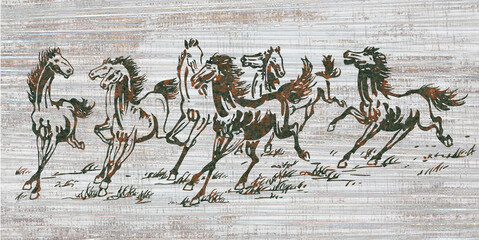 Fototapeta premium marble abstract lucky horse image home decorative art wall pattern design background.