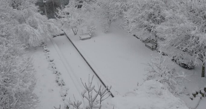 winter in the city as its covered in snow