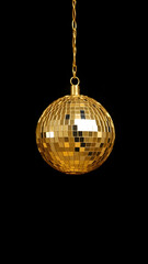 Obraz premium Small gold disco ball black background. Generative AI