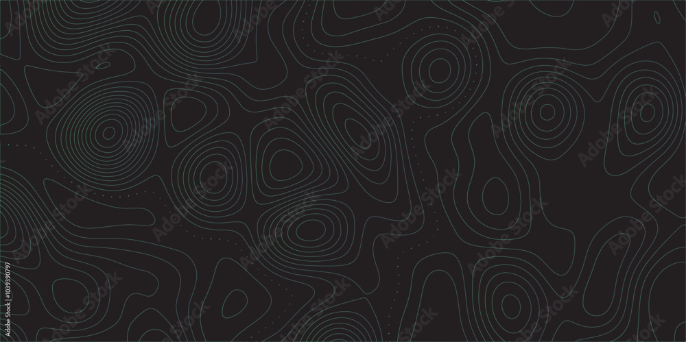 Aufkleber Abstract black colorful gradient Topographic line map pattern background. Contour elevation topographic and textured Background Modern design with black background with topographic wavy Patte and dot	