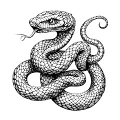Obraz premium Black and white snake illustration.