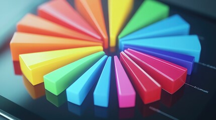 Fototapeta premium Colorful geometric shapes arranged in a circle