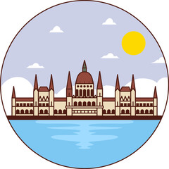 Obraz premium Budapest - Parliament Building Landmark Icon Illustration