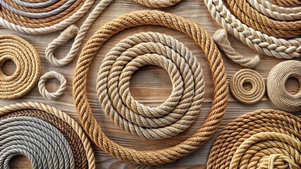 Circular Rope Frame Set for Decoration, Braid Border Collection, Round Cord Wreath Loop Design, Artistic Chain Elements for Banners and Posters