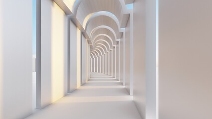 Abstract architecture background arched interior 3d render