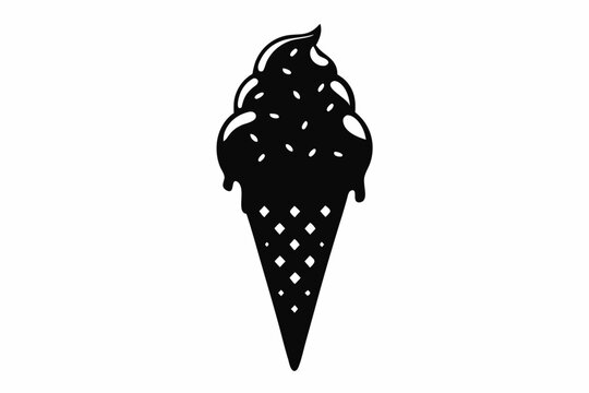 recommend clip art: Ice cream cone | isolated vector silhouette illustration on white background