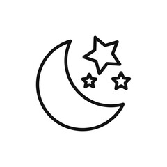 Moon stars icon Thin line art isolated