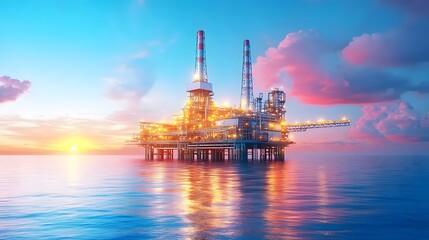 Obraz premium Oceanic oil rig
