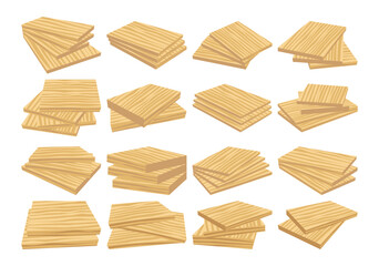Collection of wood logs for lumber industry. Woodworking material. Wood planks. Woodwork illustration