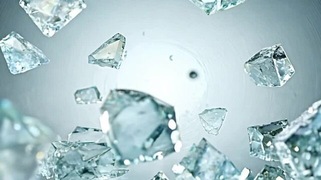 Super Slow Motion Shot of Ice Cubes Explosion Towards Camera at 1000fps. 4K Video