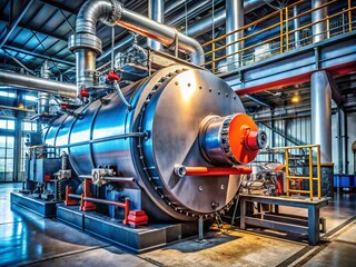 High-Quality Steam Boiler Product Photography for Industrial Applications, Featuring Detailed Views, Efficient Design, and Modern Technology, Perfect for Marketing and Sales