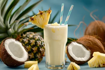 Fototapete Rund a coconut milk shake with pineapple © MdAmirHossain