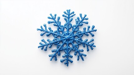 blue crystal ice snowflakes on white background