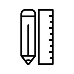 stationery pencil and ruler icon line vector design in trendy style