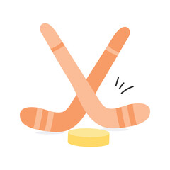 Puck with stick, trendy icon of ice hockey, ready to use vector