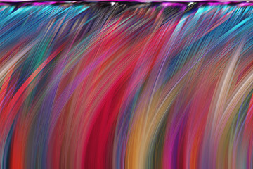 An abstract image of zoom twisted and wave light fibers effect in multicolors.