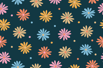 Garden flower, plants, botanical, seamless vector design for fashion, fabric, wallpaper and all prints. Small bright flowers. Vector illustration. Vector