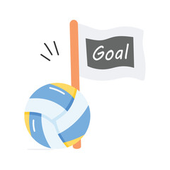 Volleyball with flag, volleyball goal modern icon