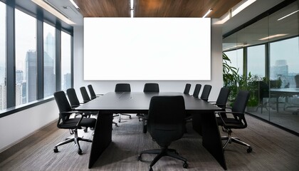 Fototapeta premium Conference office room with and blank wall.