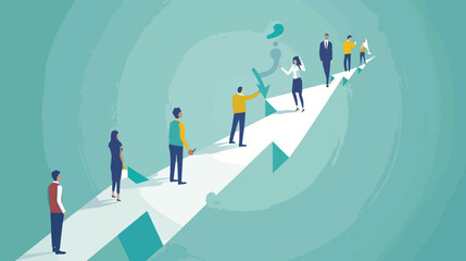  Business coaching concept with people on rising arrow, flat vector illustration, flat vector illustration , Mentorship 