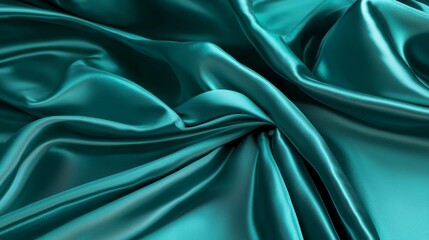 Fototapeta premium Luxurious Teal Silk Backdrop for Skincare Imagery with Cinematic Lighting | Rich Texture and Elegant Ambiance Mockup Photo