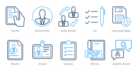 A set of 10 mix icons as text file, businessman, duties transfer