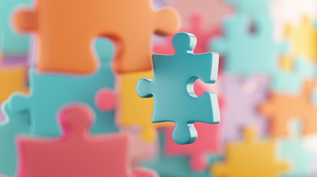Colorful 3d jigsaw puzzle pieces abstract background. - Powered by Adobe