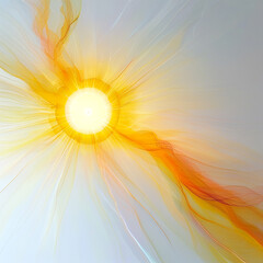 Obraz premium Vibrant sunburst with radiant colors illuminating a bright white canvas