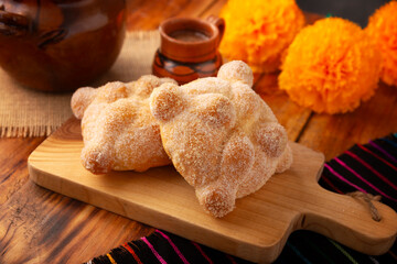 Pan de Muerto. Typical Mexican sweet bread that is consumed in the season of the day of the dead....