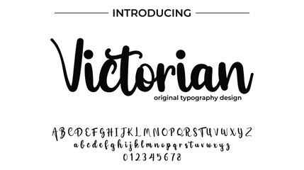 Victorian Font Stylish brush painted an uppercase vector letters, alphabet, typeface