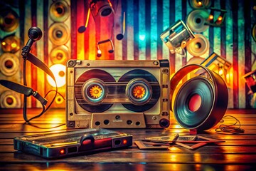 Retro Audio Cassette Tape Nostalgia - Vintage Music, Retro Technology, Classic Sound, Analog Vibes, 80s Aesthetic, Music Memories, Old School Audio, Collectible Tapes, Soundtrack of Life