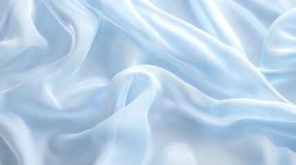 Fototapeta premium Tranquil Skincare Atmosphere with Soft Blue Chiffon Backdrop under Cinematic Light | Luxury Beauty Mockup Photo