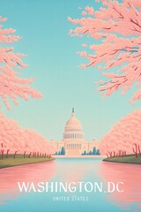 Cherry blossoms frame Capitol in Washington, DC