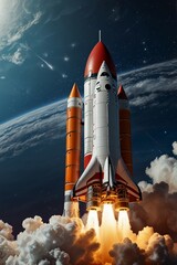Naklejka premium science background, rocket space wallapper