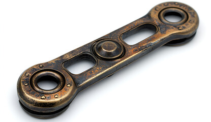 Obraz premium A close-up view of a metal chain link, showcasing its texture and shine against a neutral background. 