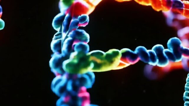 Close-up of a DNA double helix, 3D