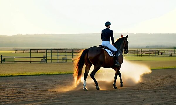 horse riding in the field