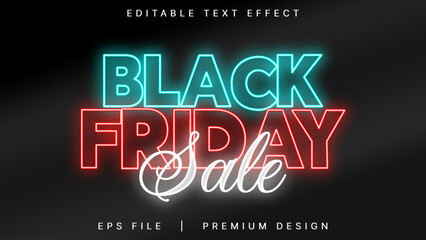 Obraz premium Black Friday Sale Neon editable text effect. For Poster and Banner Background and Promotion Sale Headline