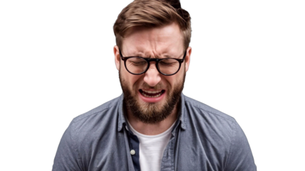 Headache, migraine, person with headache on transparent background, png