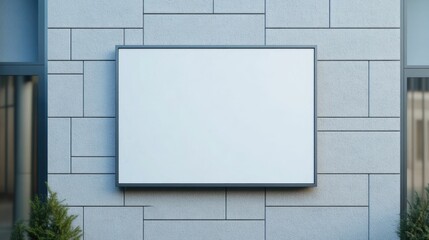 Brushed aluminum rectangular sign mounted on the exterior wall of a bookstore designed for a modern and minimal logo display with a deep depth of field