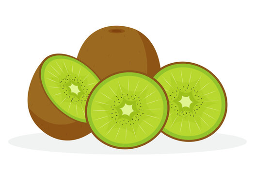 kiwi fruit, brown and green, sliced clip art preview
