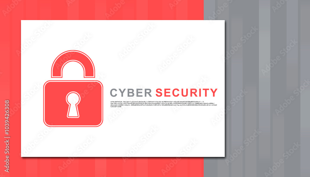 Poster closed padlock on digital screen with flowing binary codes, cyber security and safety information, p