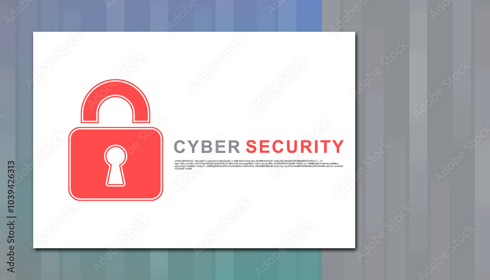Poster closed padlock on digital screen with flowing binary codes, cyber security and safety information, p