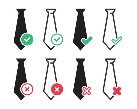 Tie icon with chekmark symbol. Illustration vector