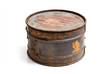 Rusty metal barrel with a weathered surface