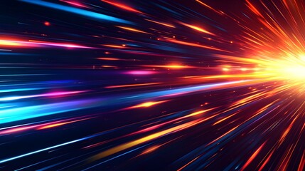 Fototapeta premium Glowing Futuristic Backdrop with Dynamic Light Rays and Speed Lines for Design Elements