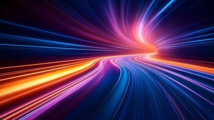 Glowing Futuristic Light Rays and Speed Lines on Abstract Gradient Background