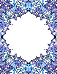 Ornamental floral frame border in Indian style on transparent background