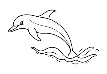 One Line Drawing of a Dolphin Leaping from Water – Marine Life Vector
